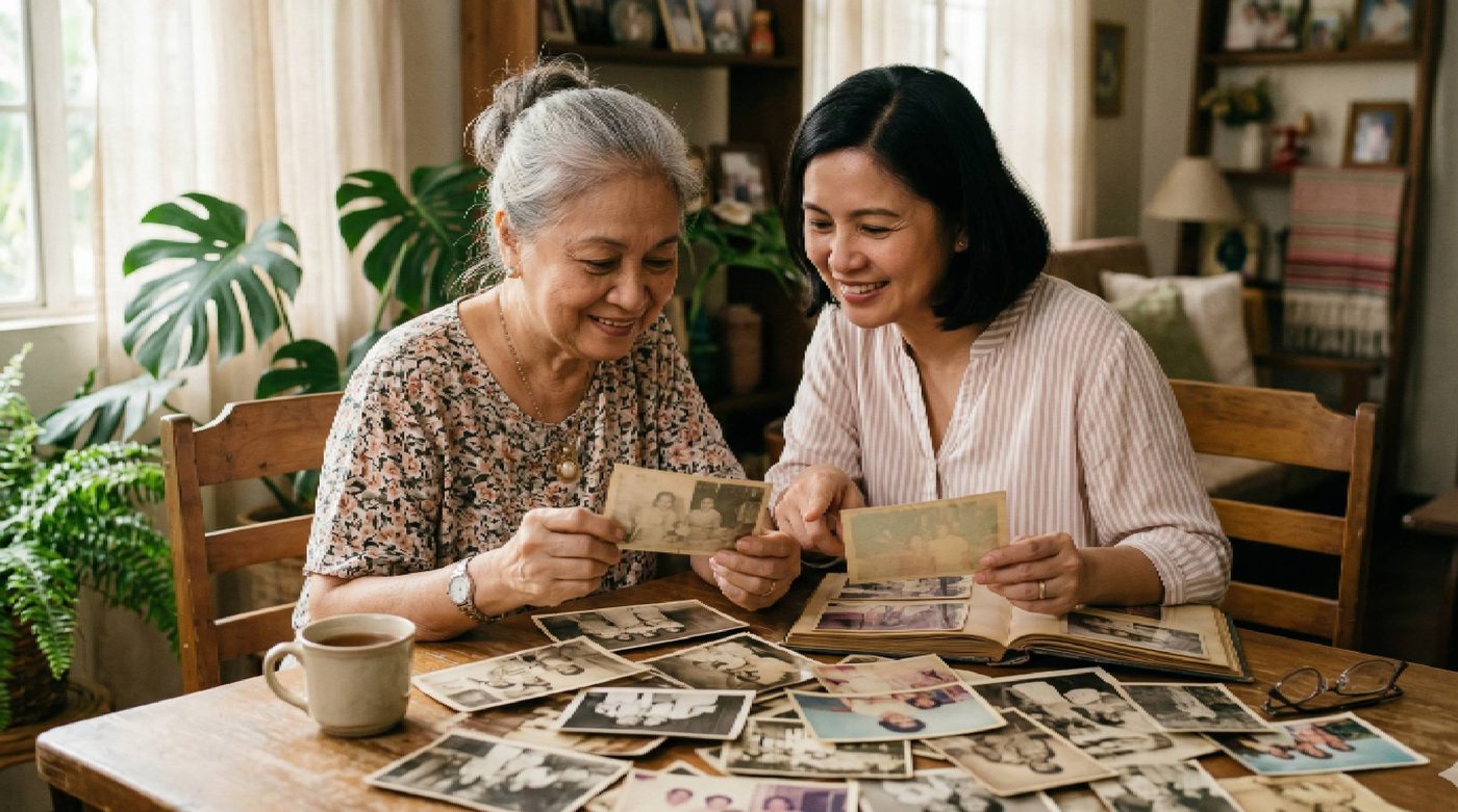 Old Filipino family photos being scanned and restored