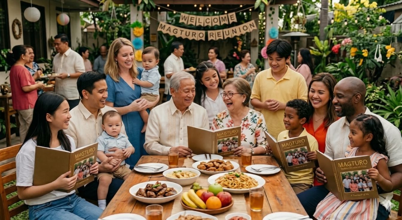 Filipino family reunion with photo books