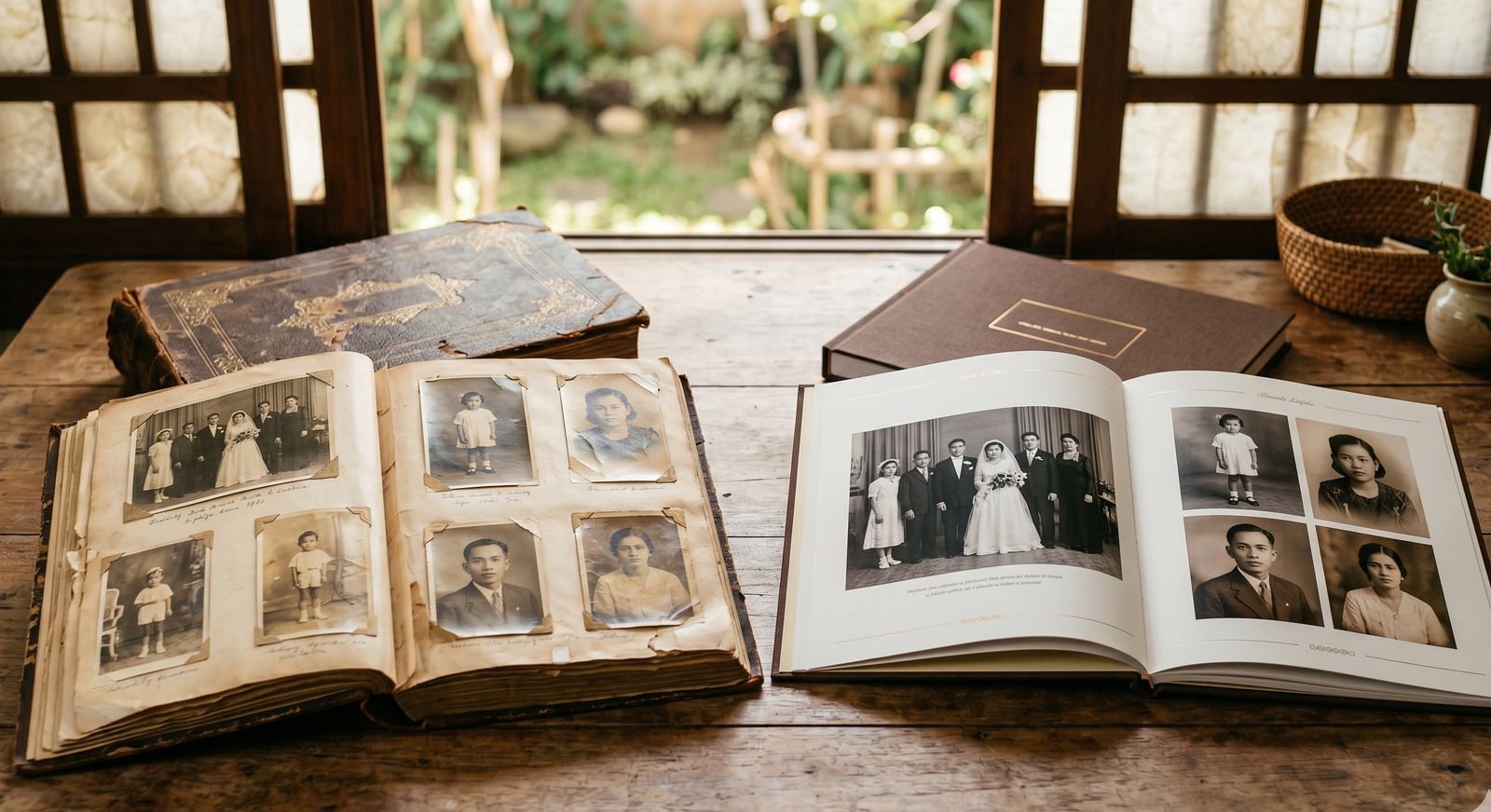 Old family photo album being professionally scanned and restored, Metro Manila Philippines